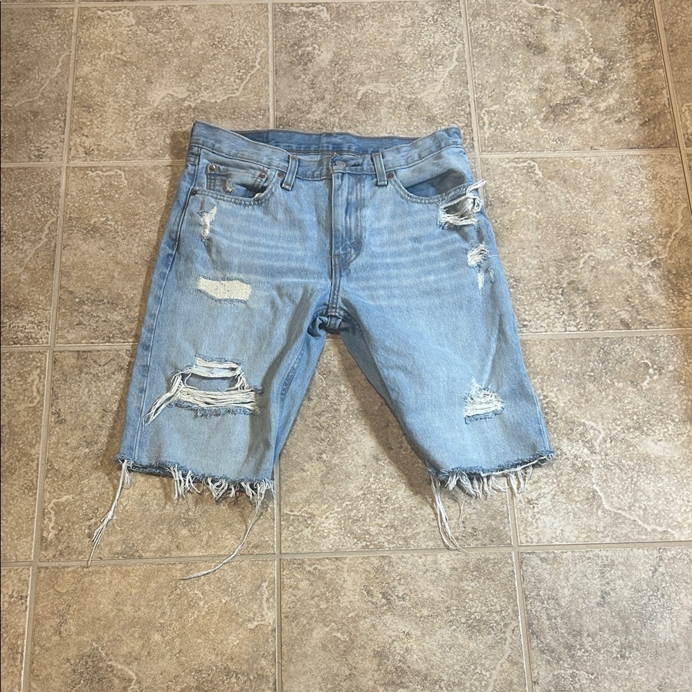 Levi's Light Blue Distressed Jean Shorts